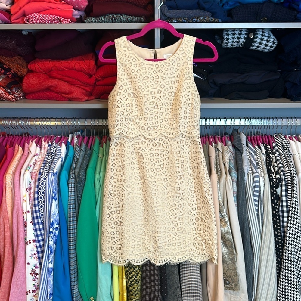 J Crew beige lace sleeveless dress size 0